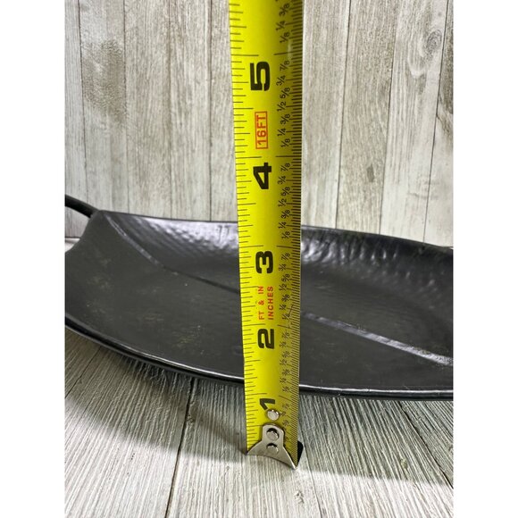 Vtg Fits & Floyd Leaf Serving Tray Platter Hammered Brown Metal 11" Diameter - Picture 5 of 5